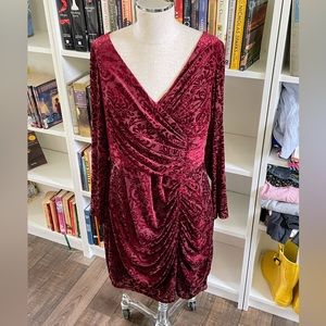 Davids Bridal DB Studio Velvet Dark Red Above Knee Dress Size 16
